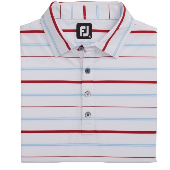 FJ FootJoy Prodry Lisle Open Stripe Polo Shirt With TPC Embroidery - Picture 5 of 5